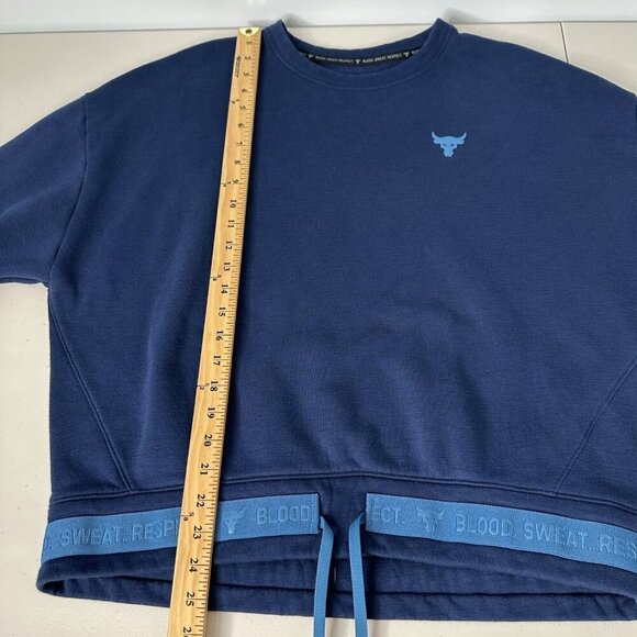 Under Armour Project Rock Sweatshirt Size L Blue Crew Neck Charge Cotton - Picture 7 of 8